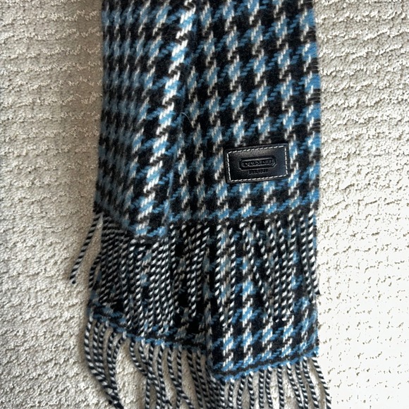 COACH Houndstooth Black Blue Coated Canvas Leather Trim Tote and matching  scarf - Picture 12 of 13
